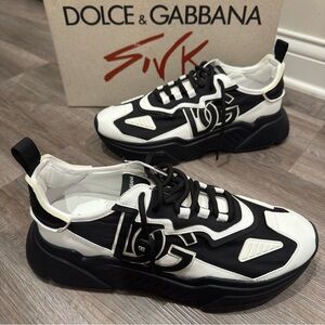 Dolce & Gabbana Bassa Logo DG Black White Sneakers